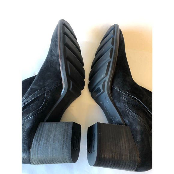 Paul Green Woman’s US 10 Black Suede Distressed Ankle Boots Side Zipper - Picture 7 of 13